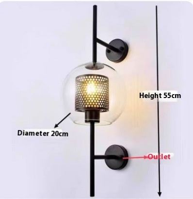 Living Room Wall Lamp Retro Creative Corridor Aisle Glass Ball Wall Lamp