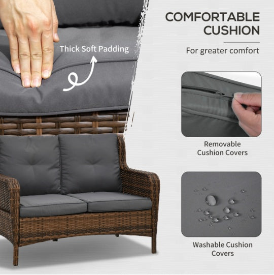 Wicker Swivel Patio Set Brown Loveseat Chairs