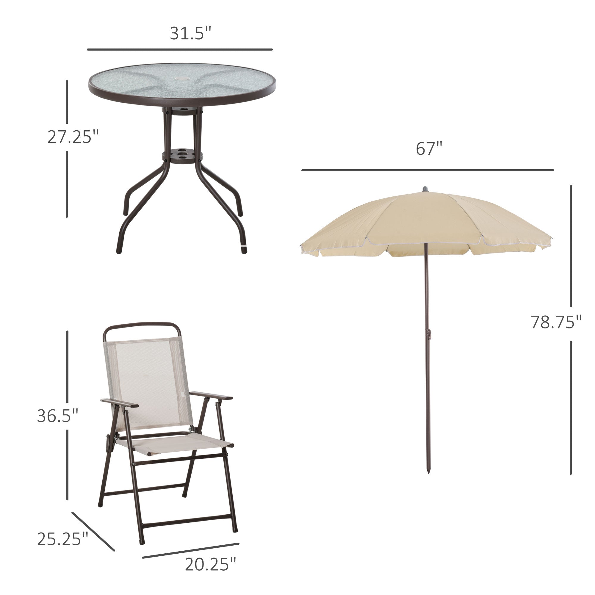 Beige Folding Dining Set