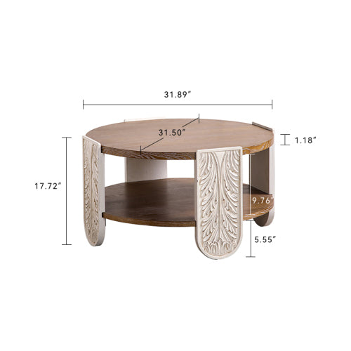 Wooden Coffee Table Retro End Table Storage Living Room