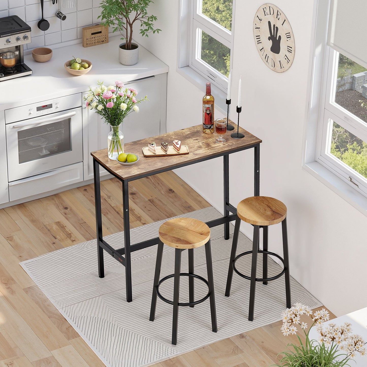Bar Table Height Pub Table Cocktail Coffee Counter Kitchen Dining 39x16x35.5 In