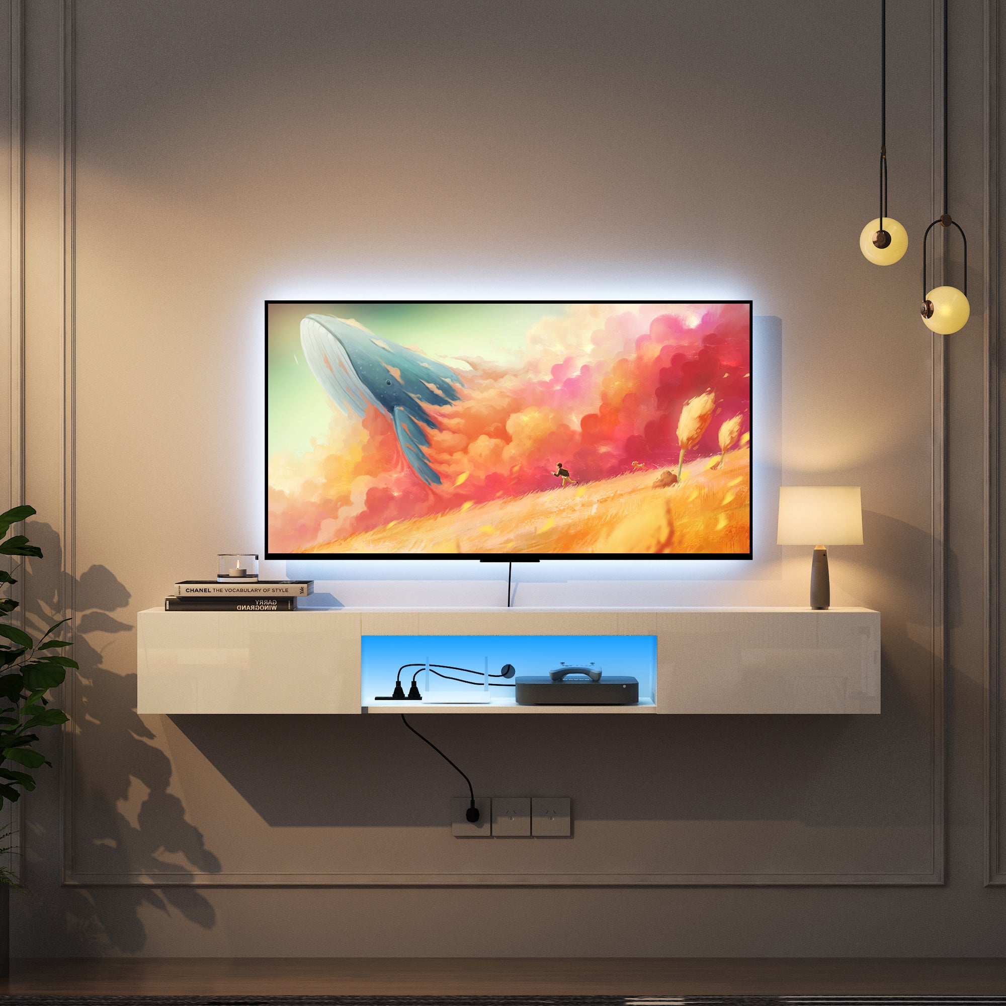 White Gloss LED TV Stand