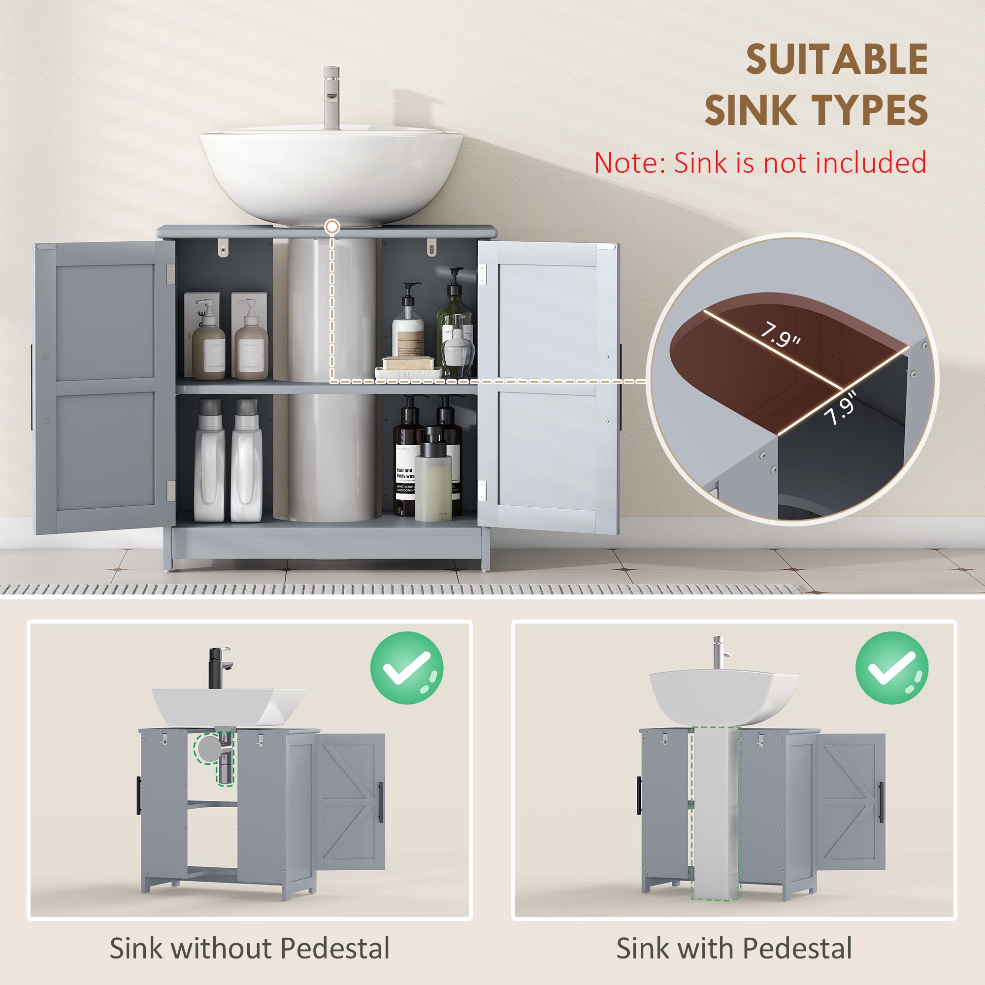 Gray Barn Door Sink Cabinet