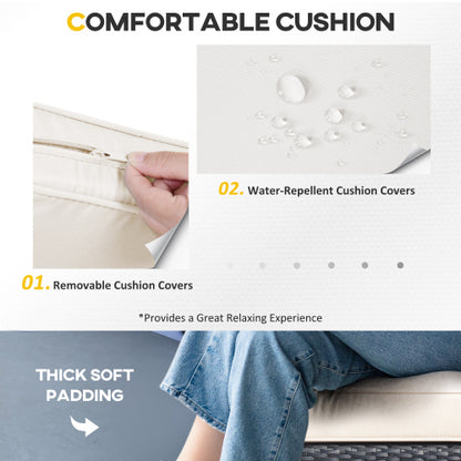 Outsunny 8 Pieces PE Rattan Corner Sofa Set With Thick Cushions, Aluminium Outdoor Rattan Garden Furniture Set With Glass Top Table, No Assembly Required, Black