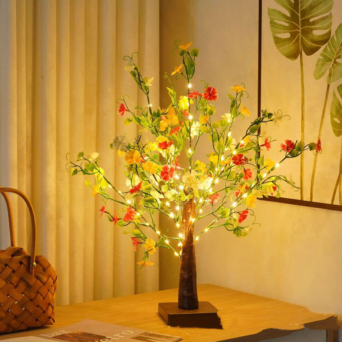Green Leaf LED Tree Lamp Bedroom Room Decor Table Lamp