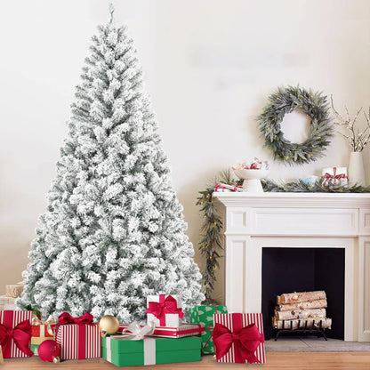 4FT Flocked Christmas Tree – Snowy PVC Artificial Holiday Tree With 233 Tips, Compact Full Shape, Sturdy Metal Stand, Christmas Tree For Home, Office, Or Apartment Decoration