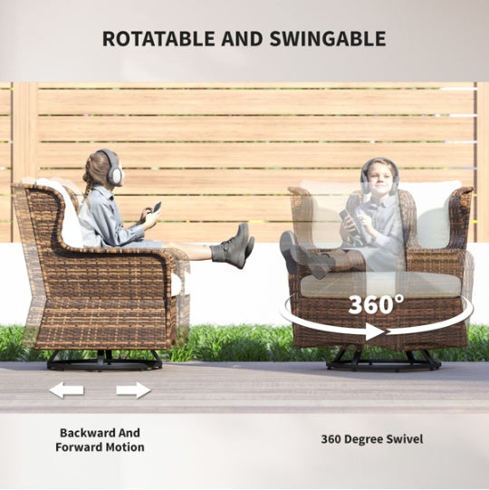 Wicker Swivel Patio Set