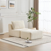 Beige Corduroy Chaise Sofa