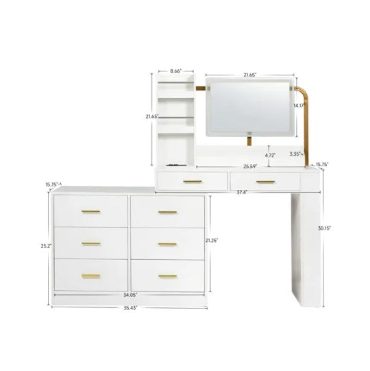 Modern White 8-Drawer Dresser For Bedroom - Ample Storage Wide Chest Of Drawers, Sturdy & Safe