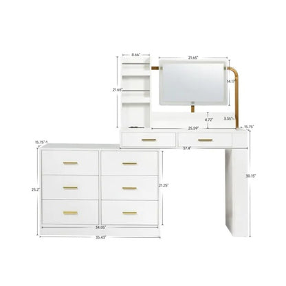 Modern White 8-Drawer Dresser For Bedroom - Ample Storage Wide Chest Of Drawers, Sturdy & Safe