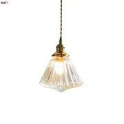 Faceted clear glass copper pendant lamp with brass fixture and twisted cord for dining room kitchen decorbites clear glass