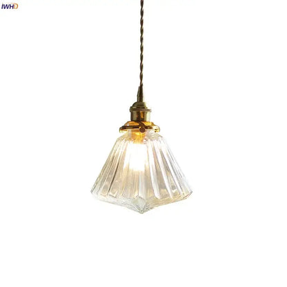 Faceted clear glass copper pendant lamp with brass fixture and twisted cord for dining room kitchen decorbites clear glass