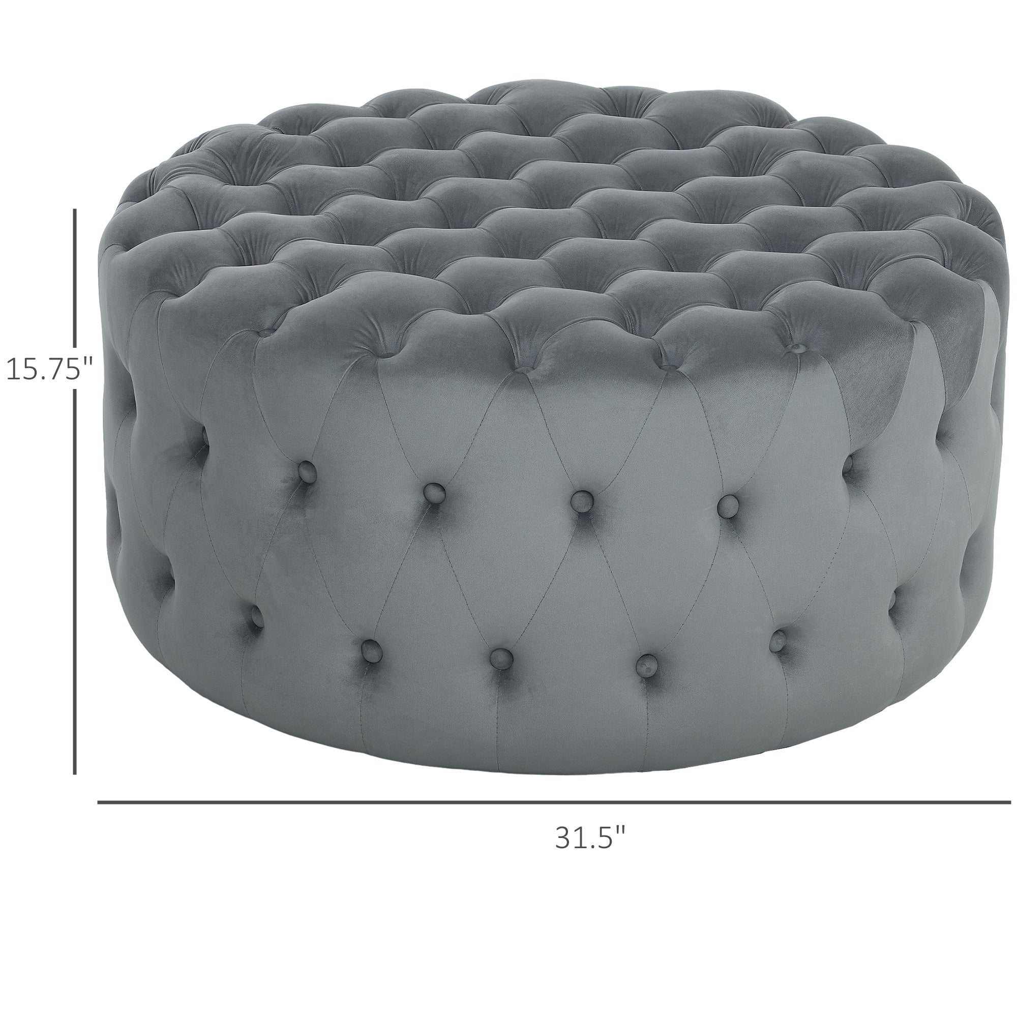 Dark Gray Velvet Ottoman