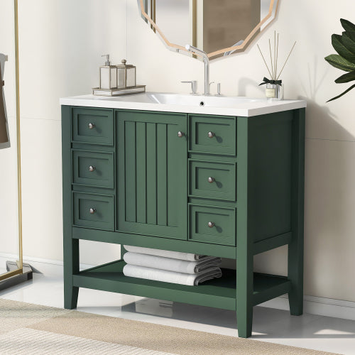 Wooden Three-Drawer Vanity Sink