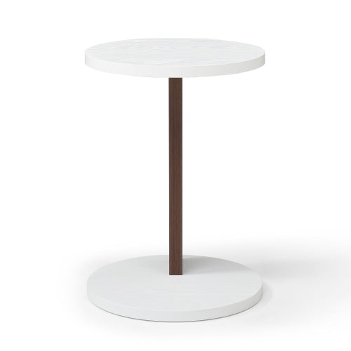 C-Shaped End Table, Small Side Table For Couch, Sofa Table With Wood Frame For Living Room, Bedroom, Bedside, Rustic