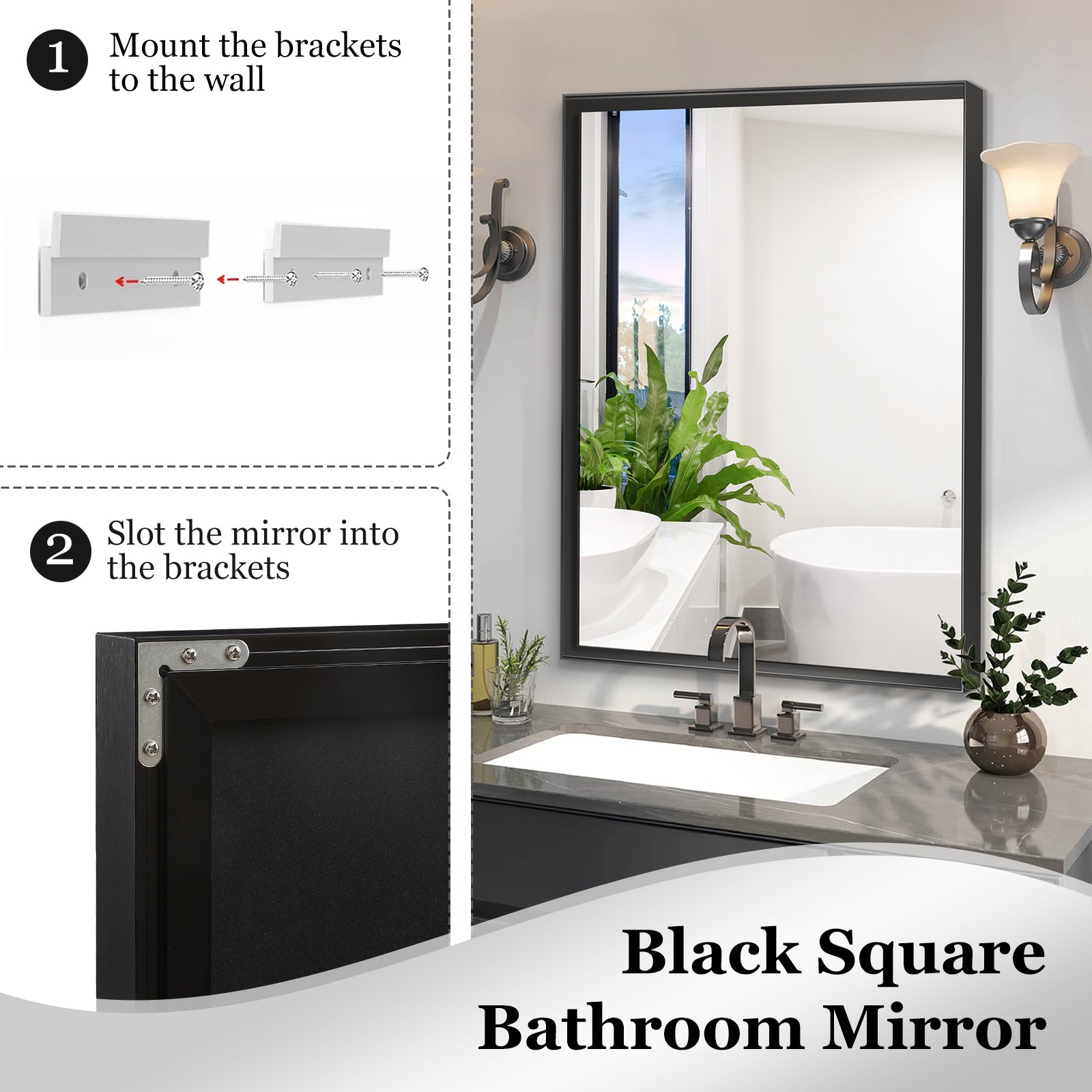 Black Rectangular Bathroom Mirror