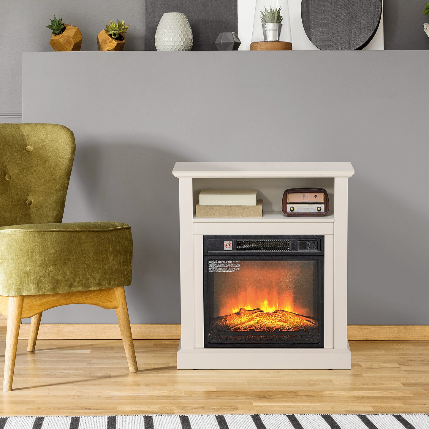 27" Freestanding Electric Fireplace with Mantel