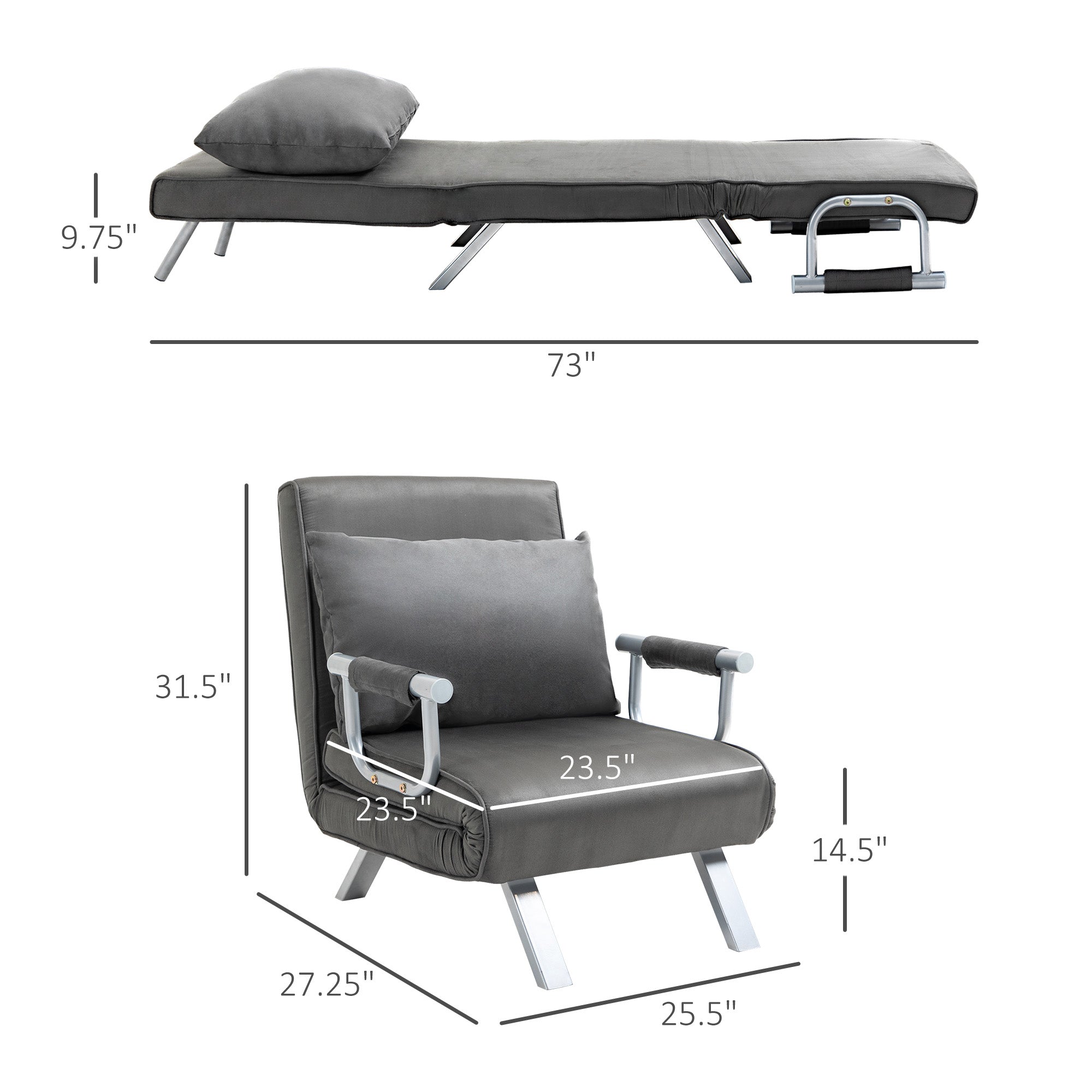 Dark Grey Sleeper Chair