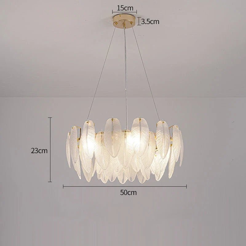 Feather Glass Gold Pendant Light - Decorbites