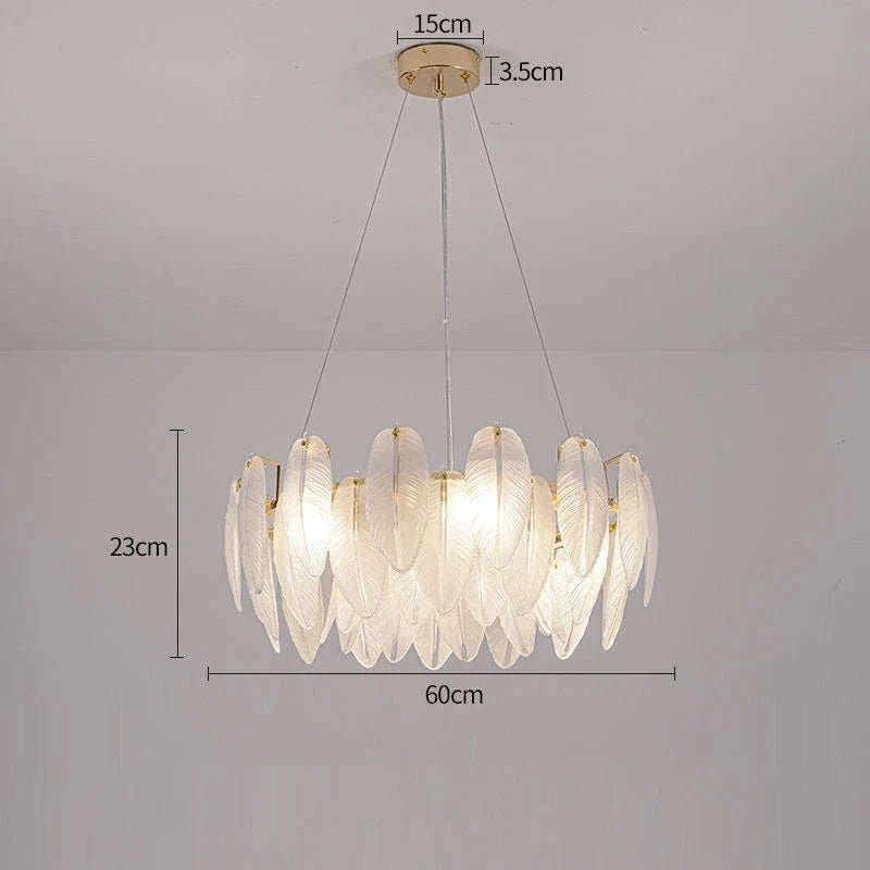 Feather Glass Gold Pendant Light - Decorbites