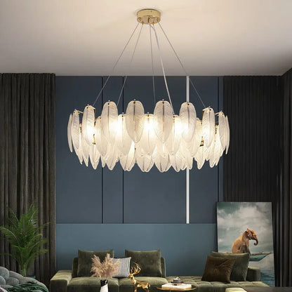 Feather Glass Gold Pendant Light - Decorbites