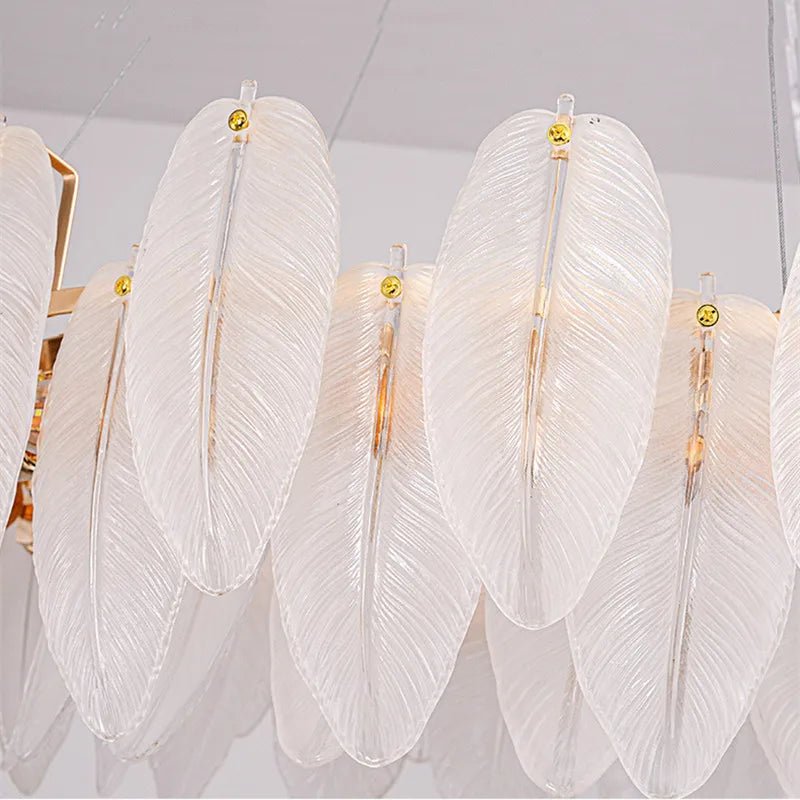 Feather Glass Gold Pendant Light - Decorbites