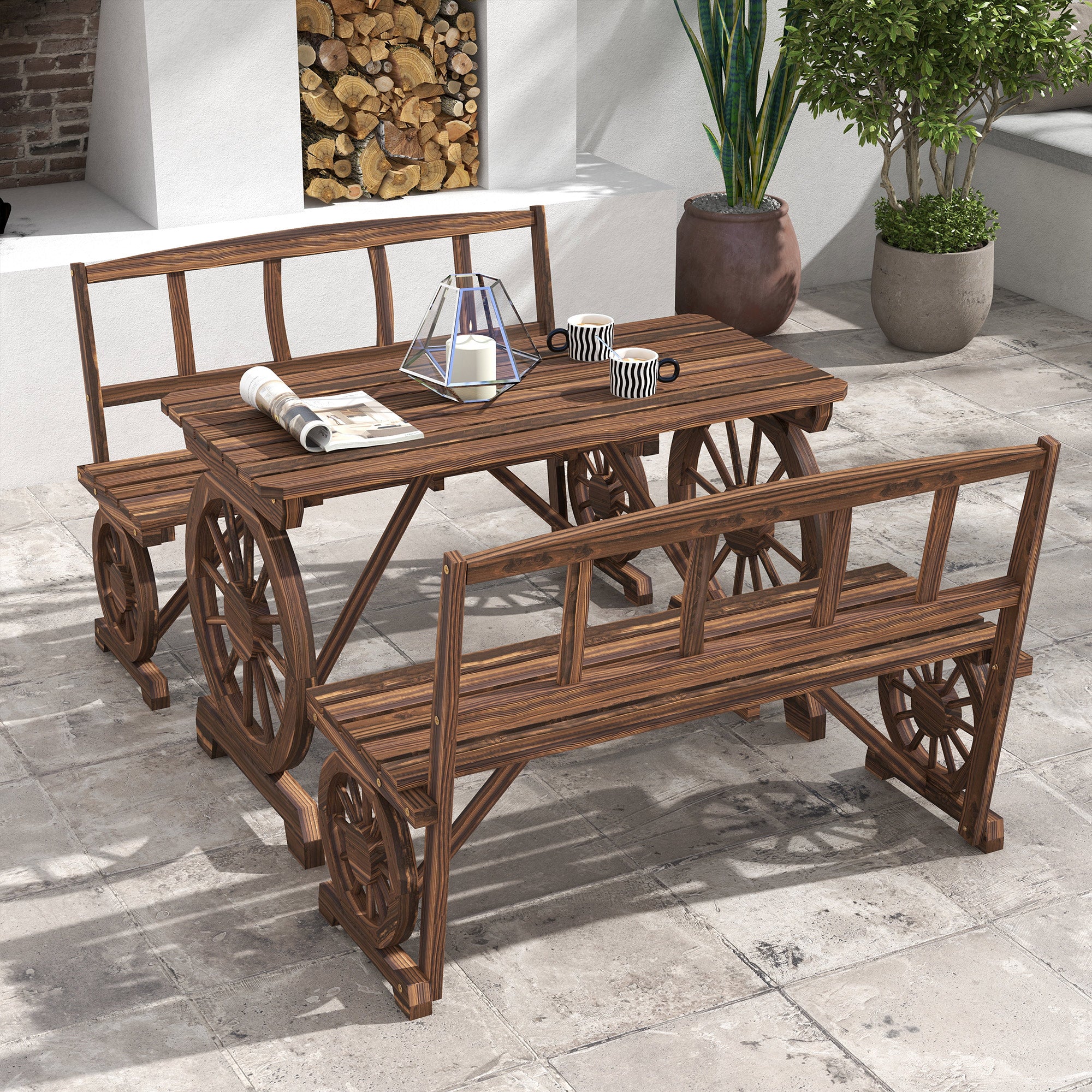 Carbonized Rustic Patio Set