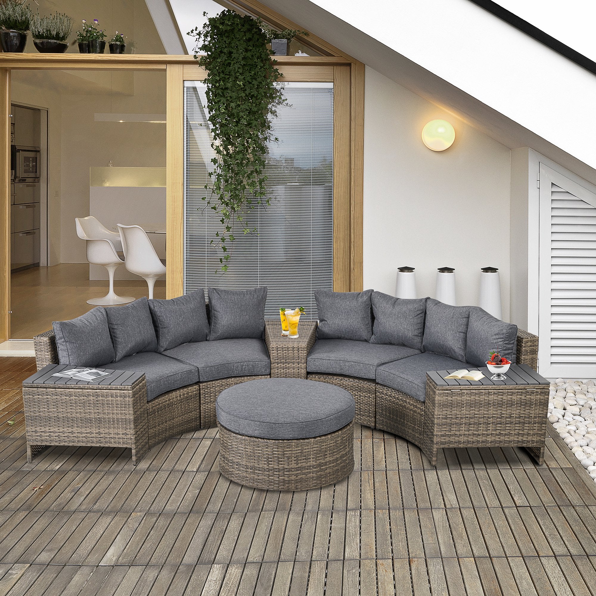 Gray Modular Outdoor Sofa Weather-Resistant Fabric
