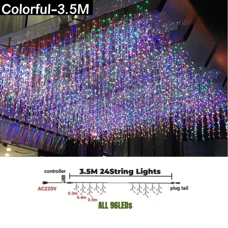 Festive golden led string lights outdoor garden decor with 96 colorful leds and 3.5 meters length for vibrant lighting