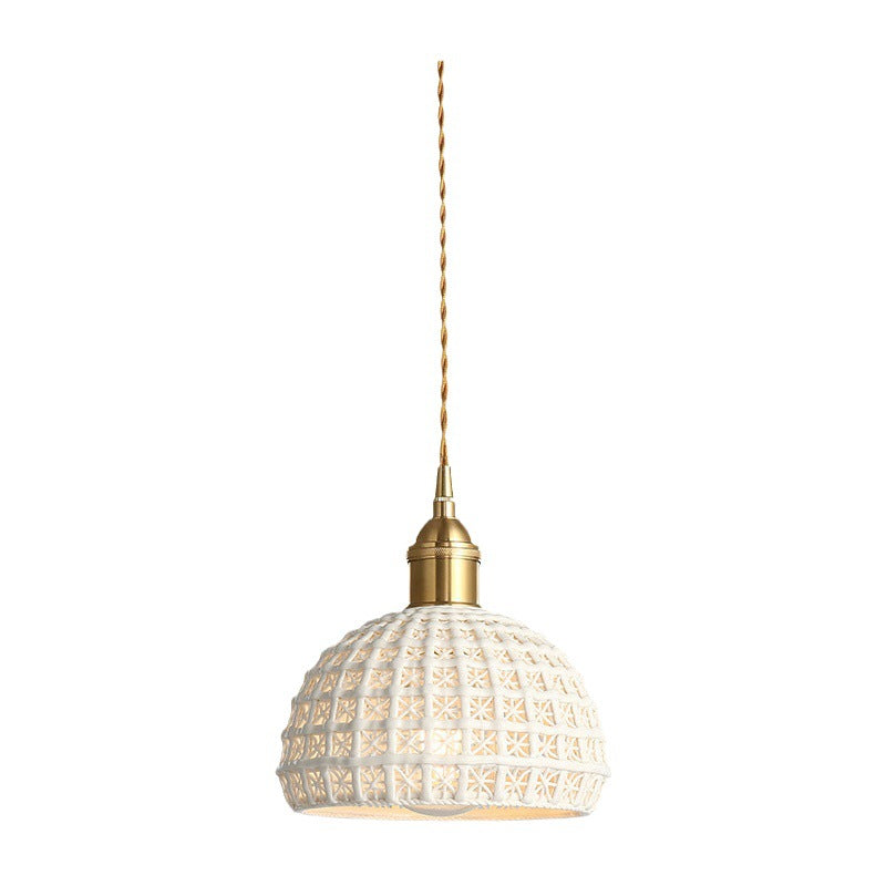 Living Room Bedroom Bedside Lamp Brass Ceramic Pendant Light
