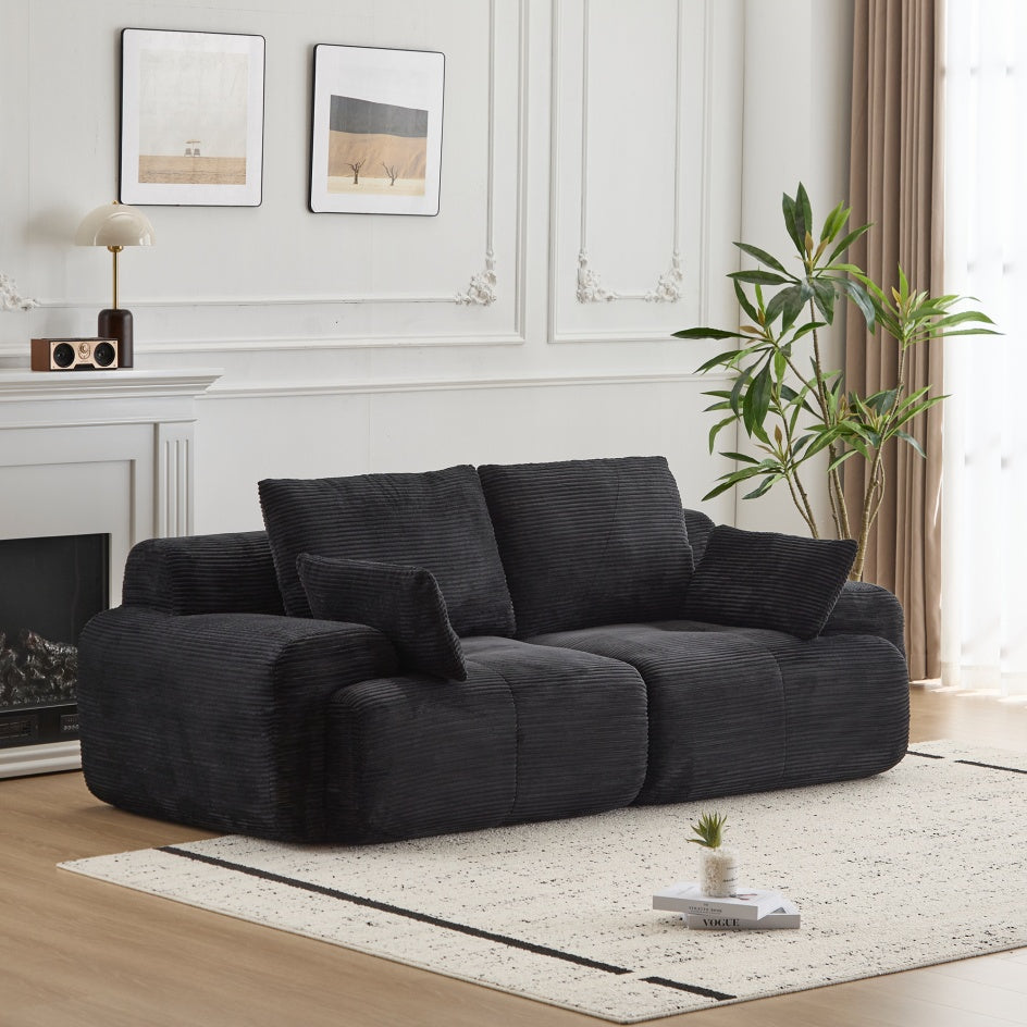 Black Corduroy Loveseat Sofa