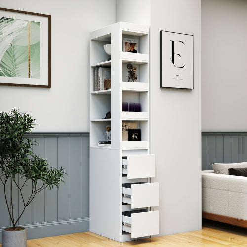 Wooden Display Cabinet Modern Tall Bookshelf Living Room