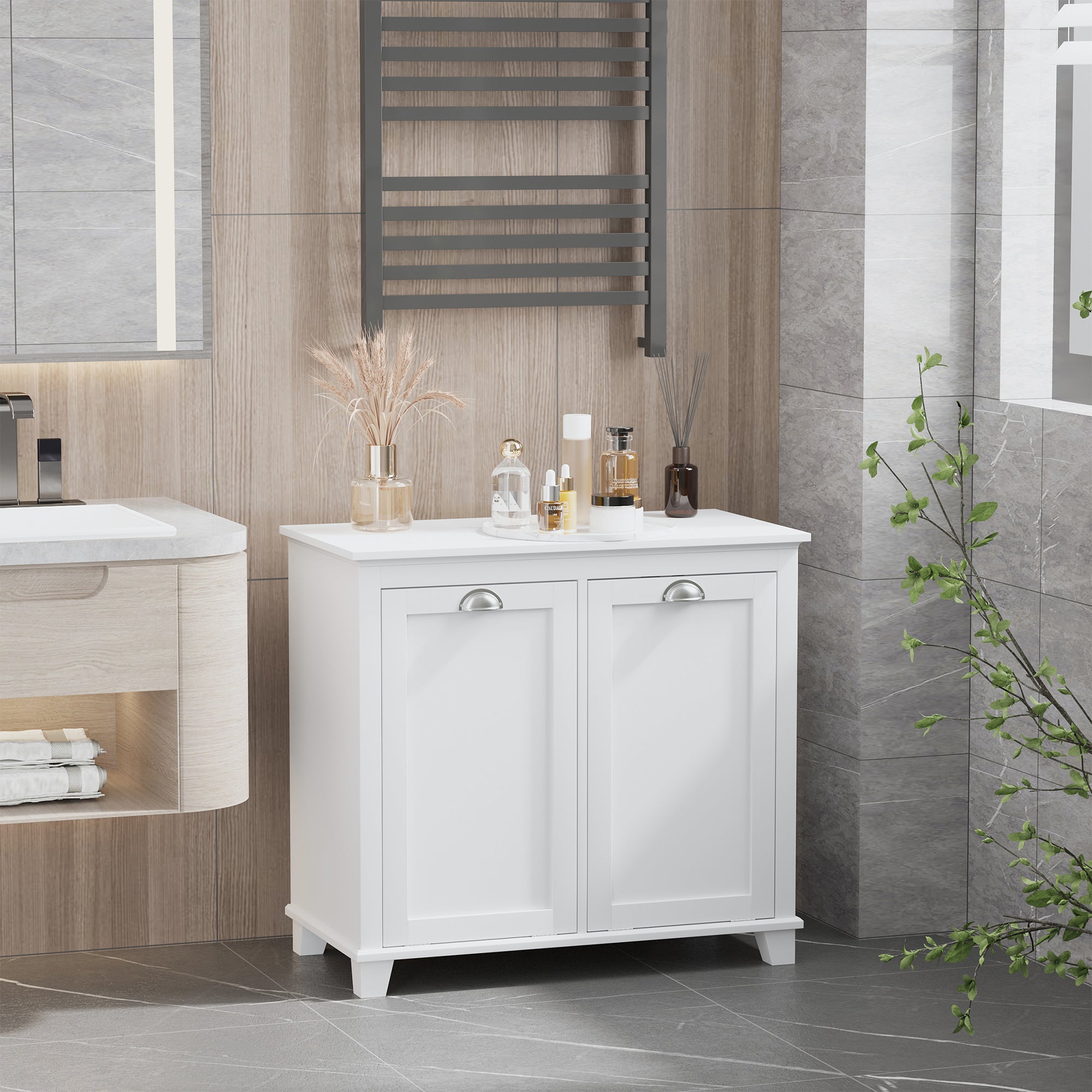 White Tilt-Out Laundry Cabinet