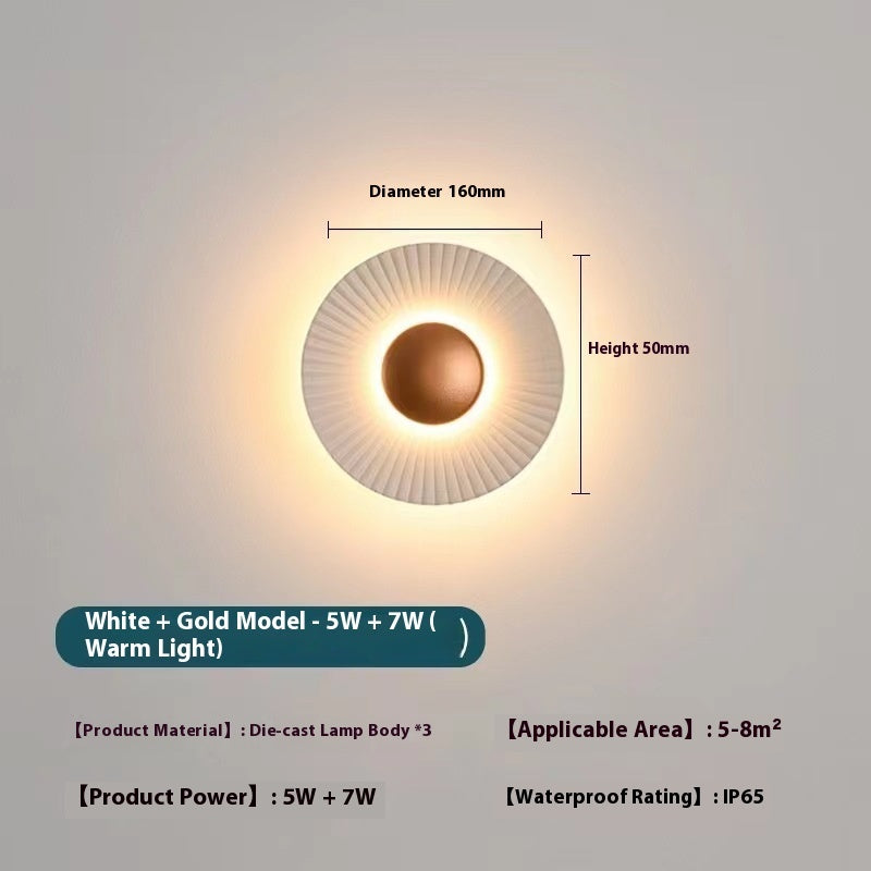 Round Wall Lamp Bedroom Bedside Living Room Wall Light Bulb