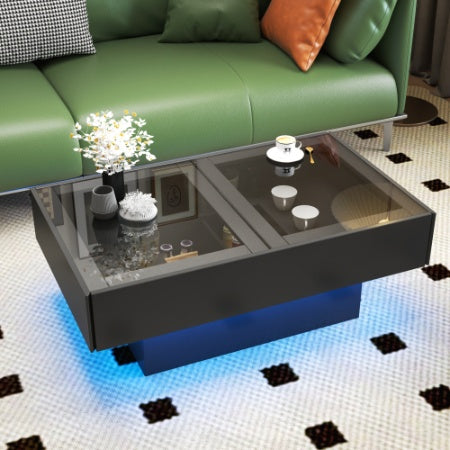 Coffee Table With Sliding Tabletop, Center Table With Hidden Storage Compartment, Extendable Table For Living Room