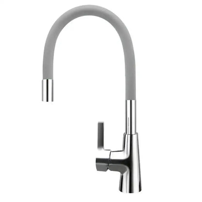 Modern nose kitchen faucet with sleek chrome handle and flexible gray silica gel nose spout for kitchen use