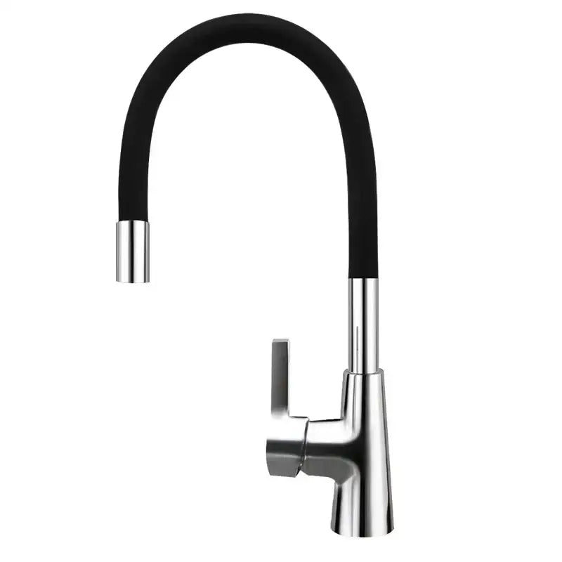 Modern nose kitchen faucet with flexible red silica gel nose and sleek chrome handle and finish