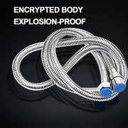 Flexible silver stainless steel shower hose with blue caps decorbites 3m silver bathroom accessory