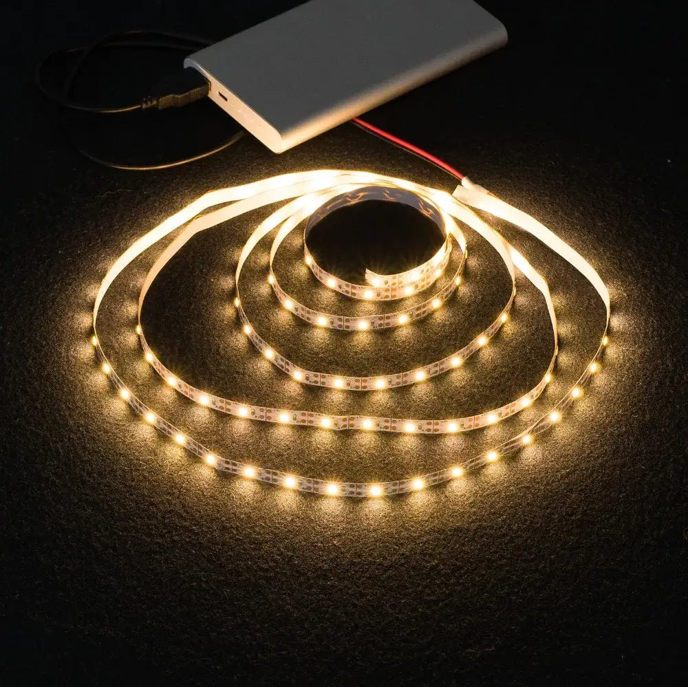 Coiled warm white flexible usb led light strips with integrated circuit board for tv background and bedroom night light