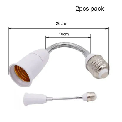 White and silver flexible e27 base extension adaptor with two threaded ends 20cm decorbites gooseneck e27 lamp accessory