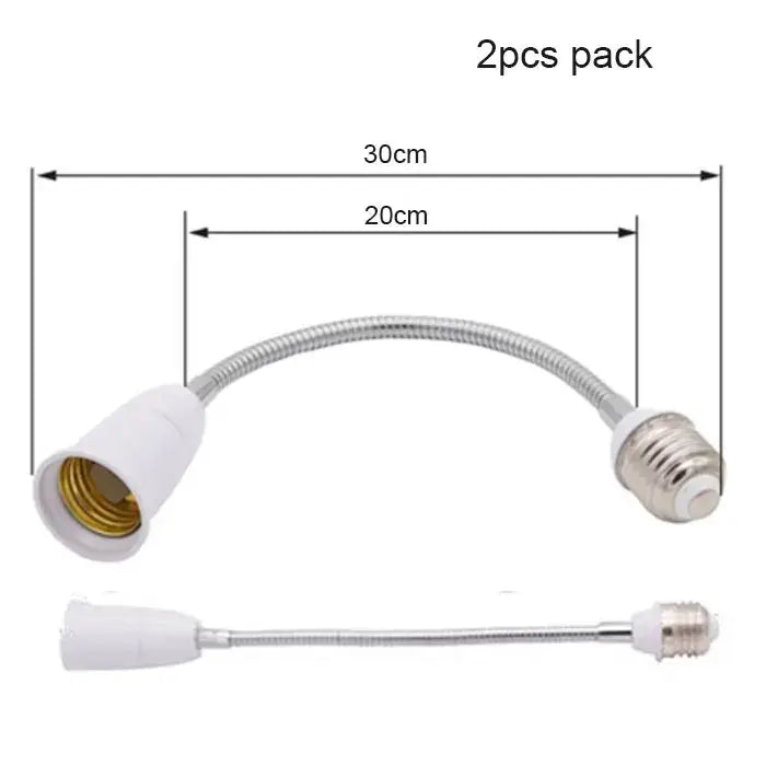 Flexible white and gold extension adaptor with silver articulated metal arm and e27 base for decorbites gooseneck lamp accessory
