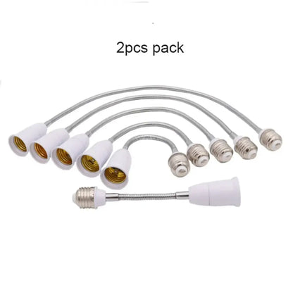 Set of flexible white and gold metal extension adaptor with e27 base for living room lamp decorbites gooseneck e27 accessory