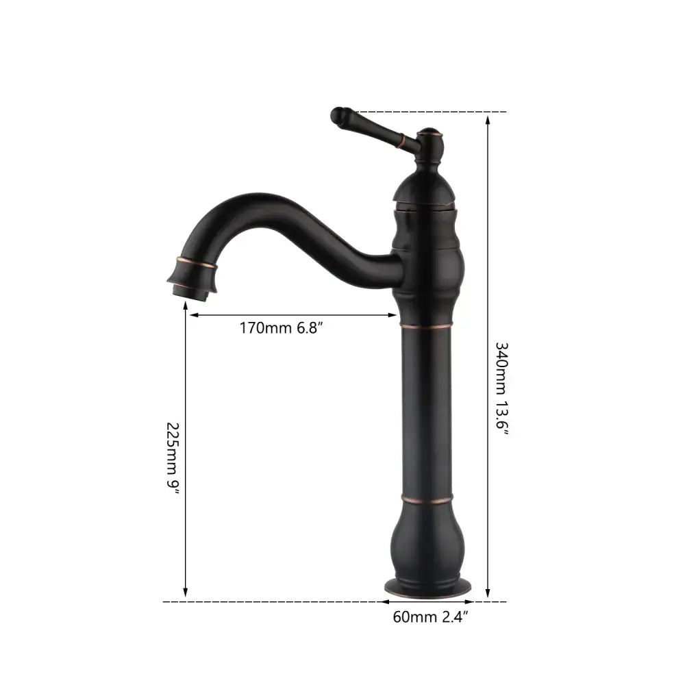 Black matte-finished brass faucet with copper accents paired with decorbites black ceramics sink for bathroom basin set