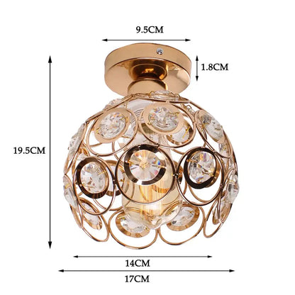 Floral gold glass crystal led ceiling chandelier with spherical design and clear faceted crystals for living room