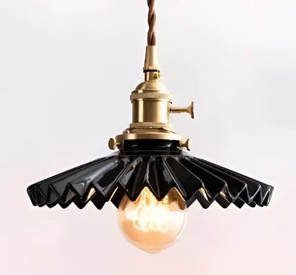 Black ceramic pendant light with brass hardware and filament bulb for living room glass pendant lights collection