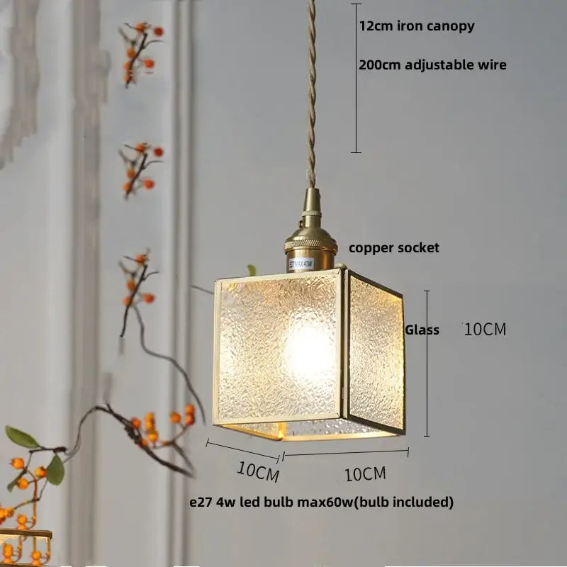 A square glass pendant lamp with brass frame and frosted panels for dining room decorbites crown diamond style