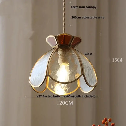 Floral red and amber pendant lamp with delicate translucent glass petals and brass crown diamond glass frame decorbites crown diamond