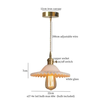 Floral red glass pendant lamp with brass glass led hardware featuring vintage brass canopy and scalloped white shade decorbites brass glass