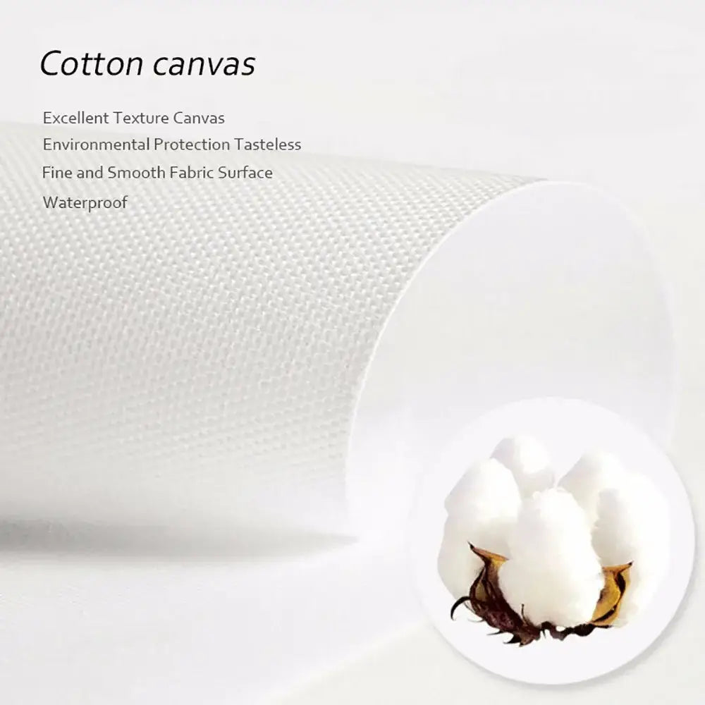 Decorbites beige flower grass wall art print on white cotton canvas fabric with fine textured weave and smooth surface