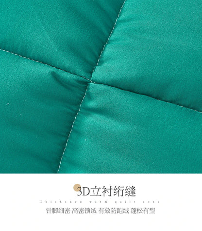 Teal quilted fabric with 3d立体绗缝 design and white stitching for fluffy quilt code green and grey goose down comforter